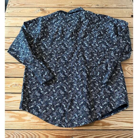 Frank Vintage Paisley Button Up Shirt Size Large Men’s Black Long Sleeve - Picture 2 of 8